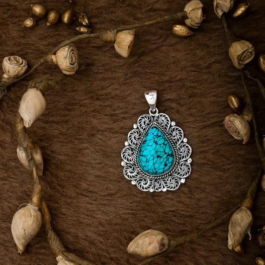 Turquoise Filigree Pendant