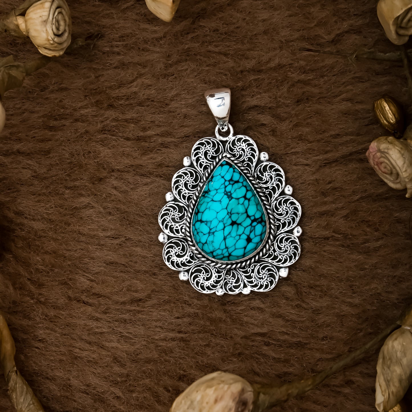 Turquoise Filigree Pendant