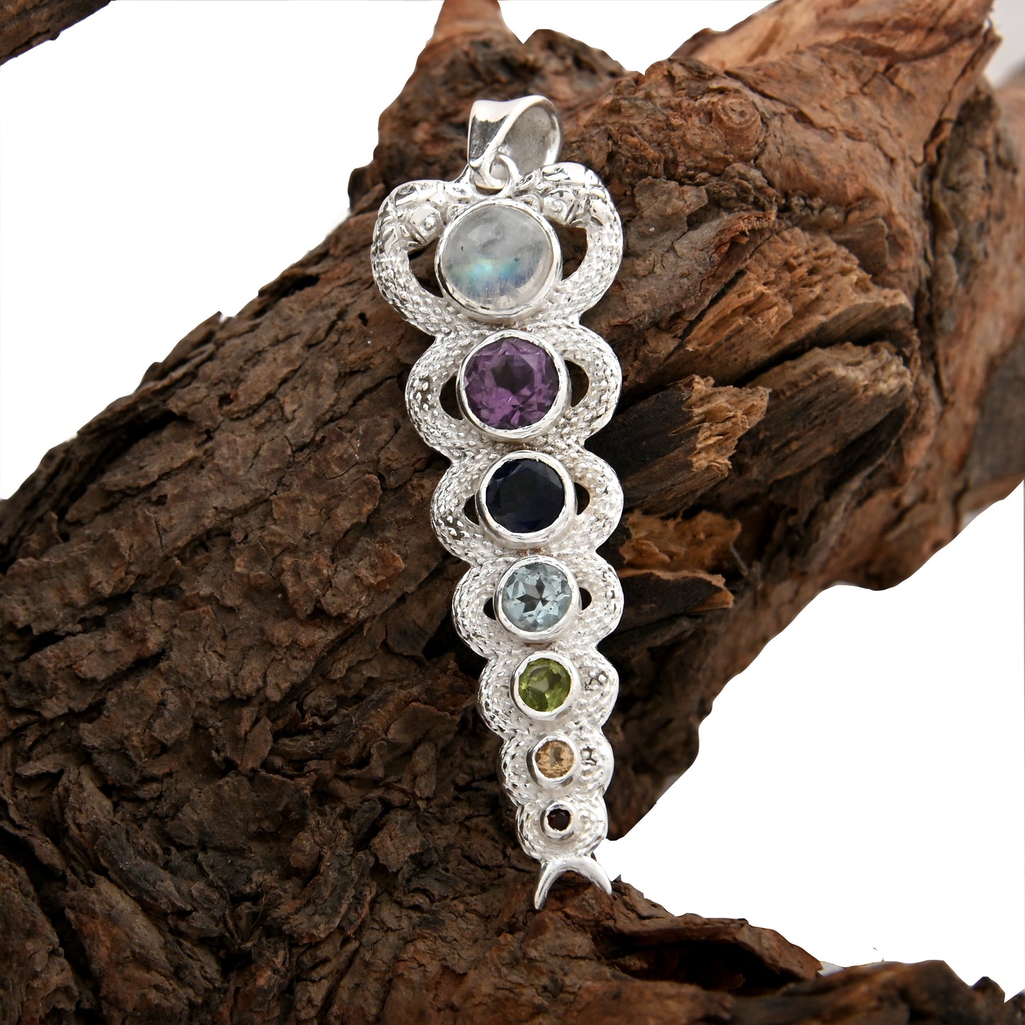 Entwined Snake Chakra Pendant