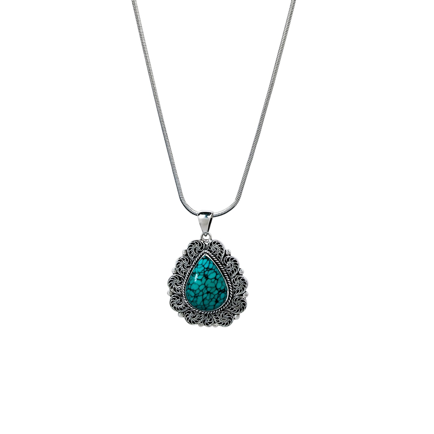 Turquoise Filigree Pendant